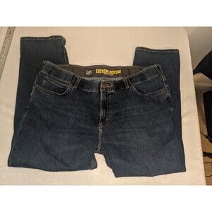 Lee Extreme Motion Jeans Men's 40x28 Blue Denim Straight Fit Tapered Leg